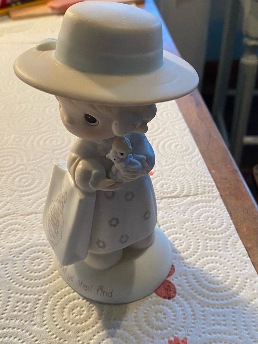 Enesco cream Precious Moments figurine with subtle blue accents